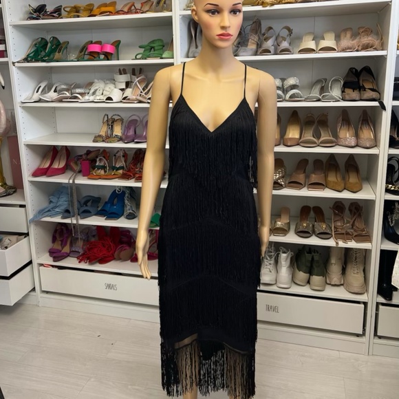 ASOS Black fringe midi dress (flapper) - Picture 1 of 6